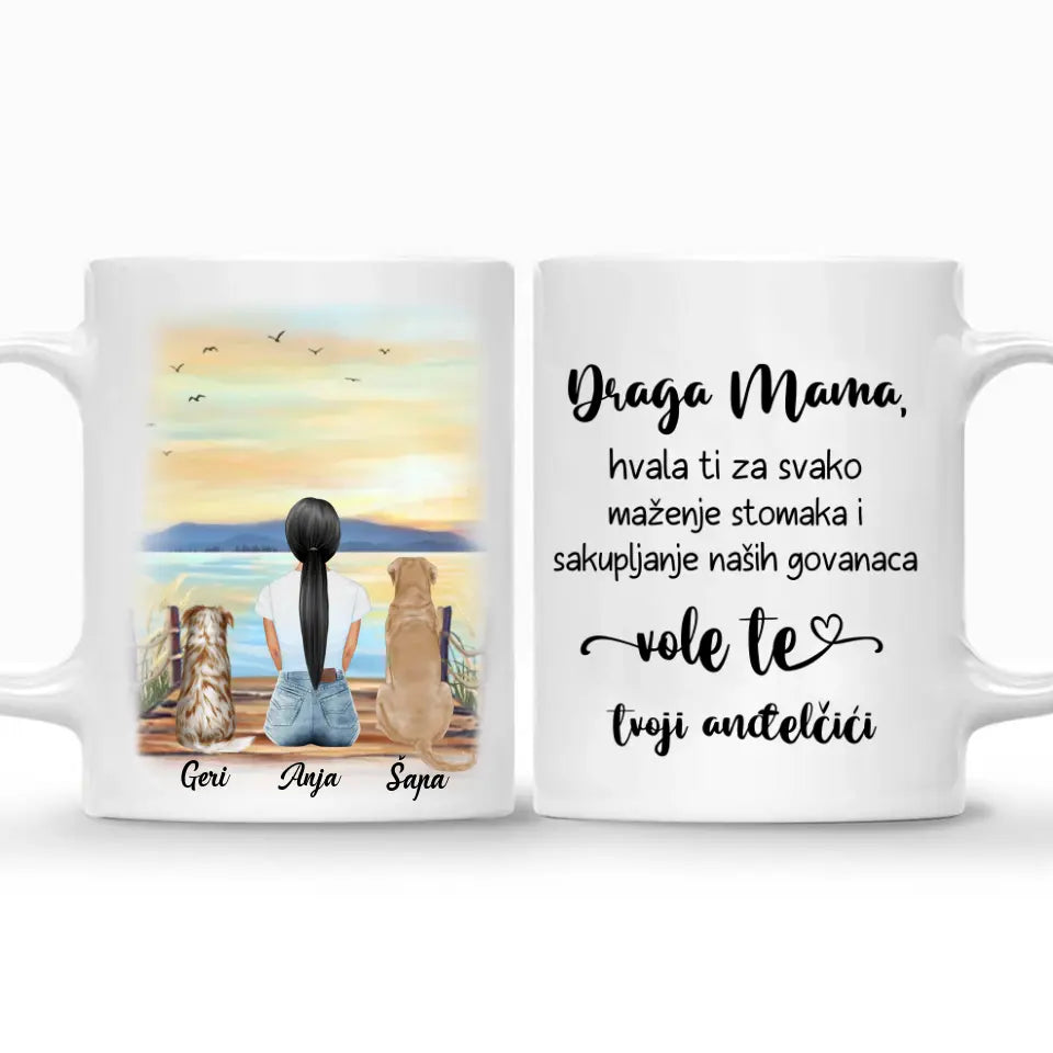 Devojka i Psi Šoljica (moguć broj - 3 pasa)