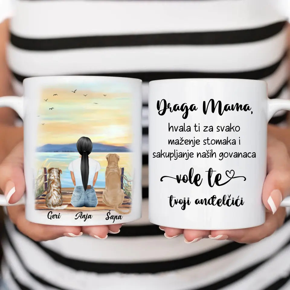 Devojka i Psi Šoljica (moguć broj - 3 pasa)