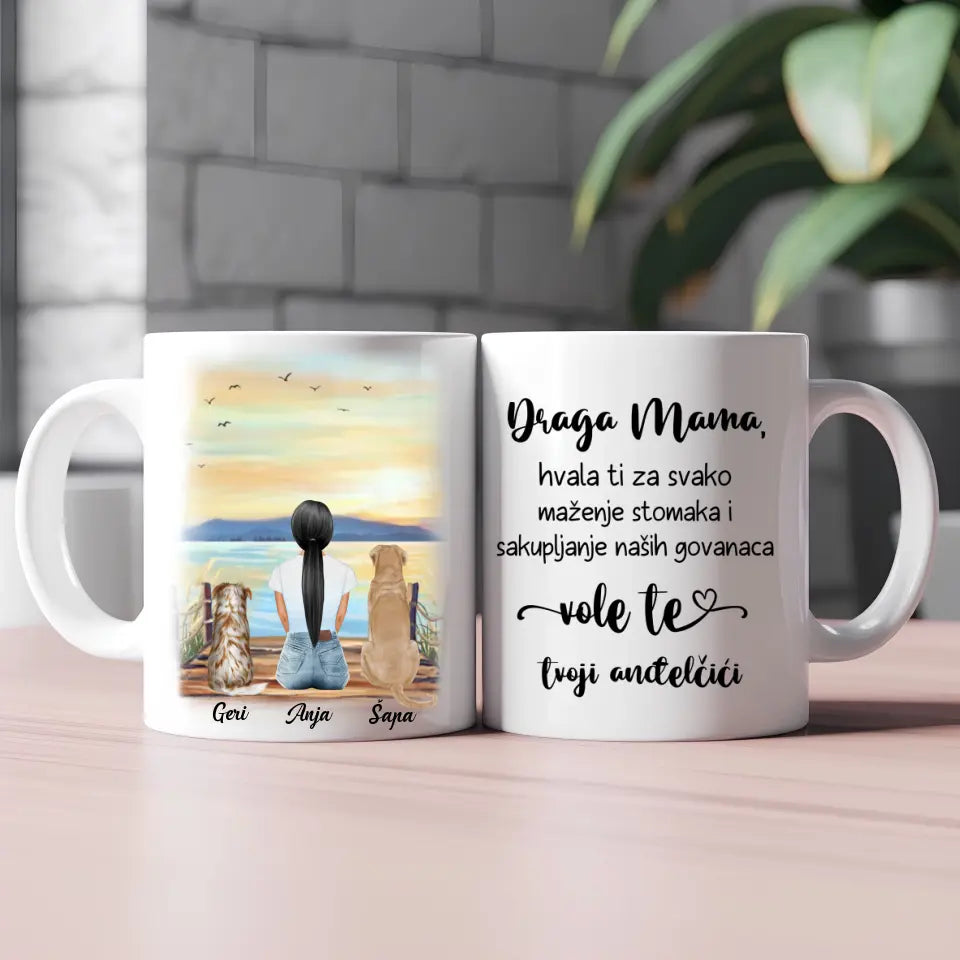 Devojka i Psi Šoljica (moguć broj - 3 pasa)