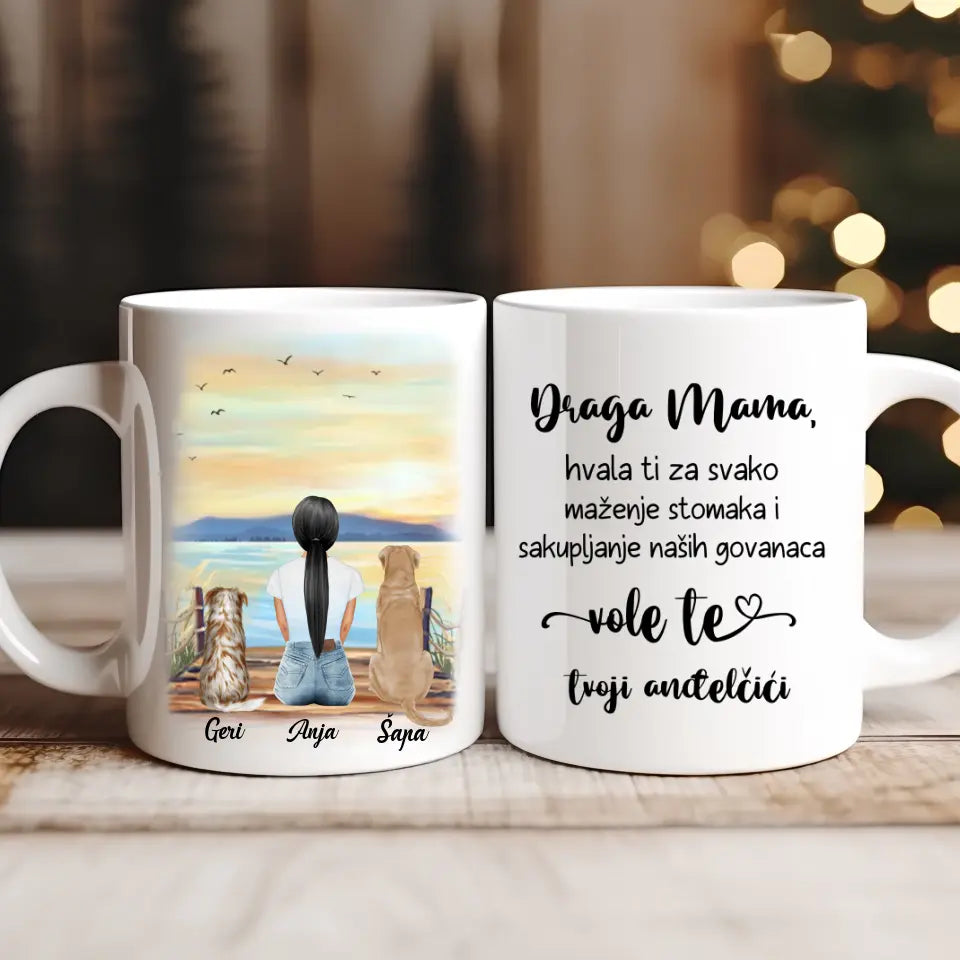 Devojka i Psi Šoljica (moguć broj - 3 pasa)