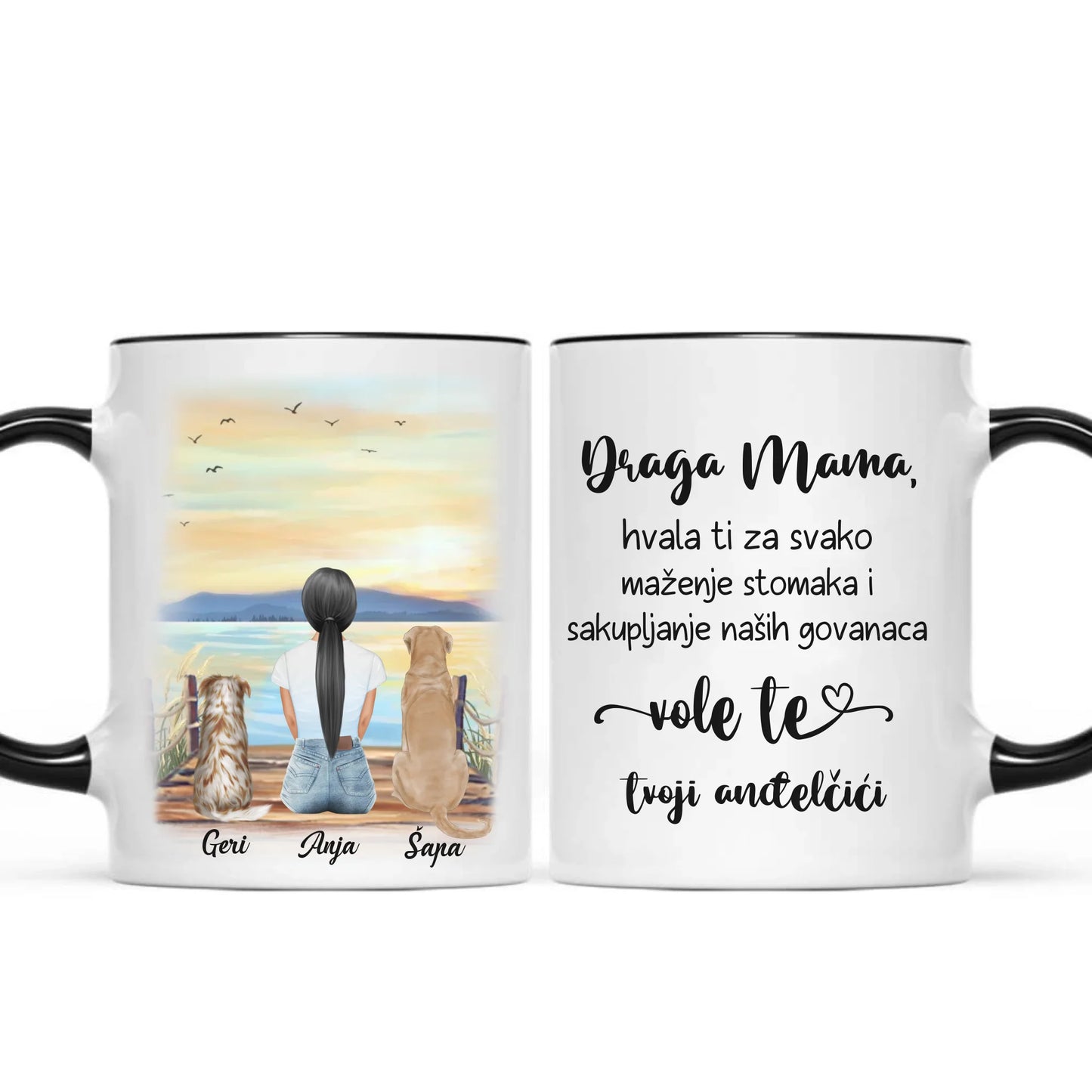 Devojka i Psi Šoljica (moguć broj - 3 pasa)