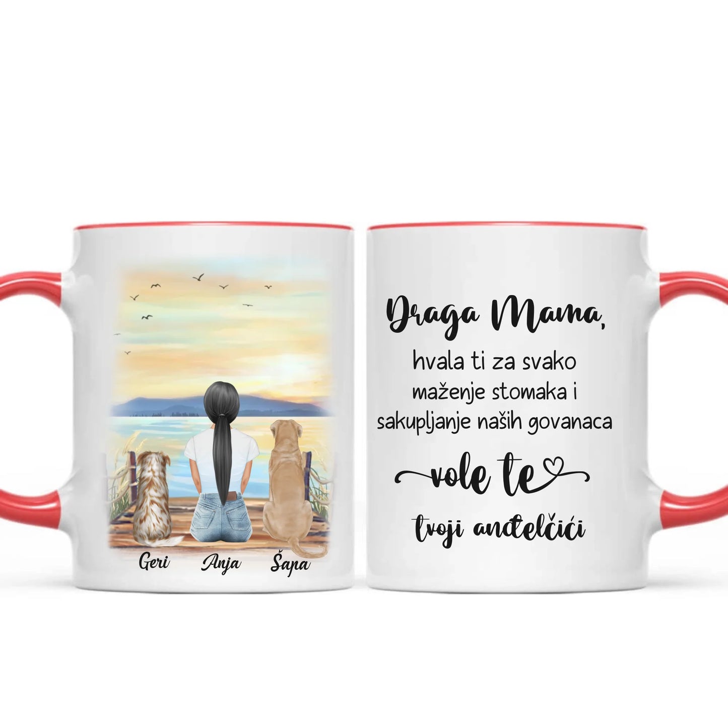 Devojka i Psi Šoljica (moguć broj - 3 pasa)