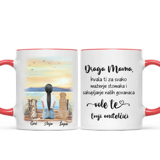 Devojka i Psi Šoljica (moguć broj - 3 pasa)