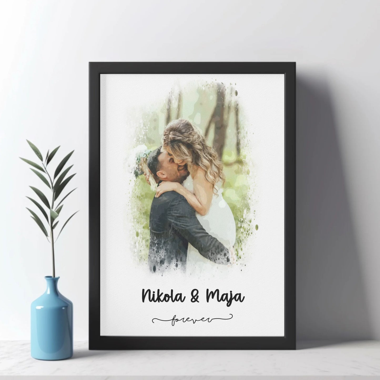 Akvarelni poster za parove sa imenima