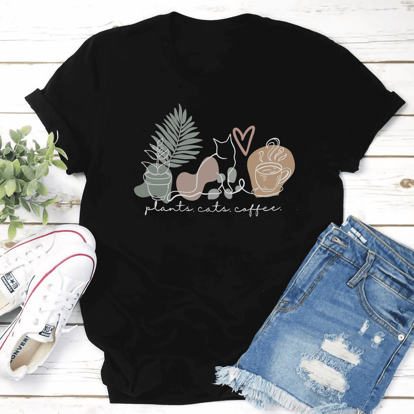 Plants, cats, coffee Majica